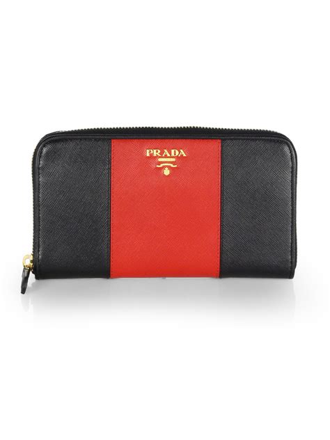 prada saffiano bow zip wallet|prada saffiano wallet men's.